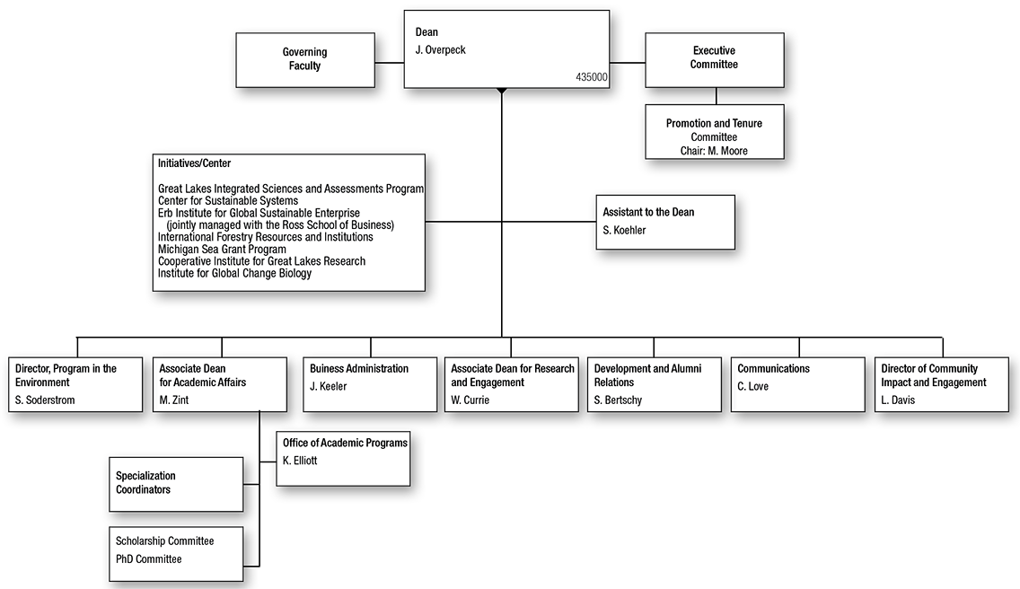 School for Environment and Sustainability Organizational Chart