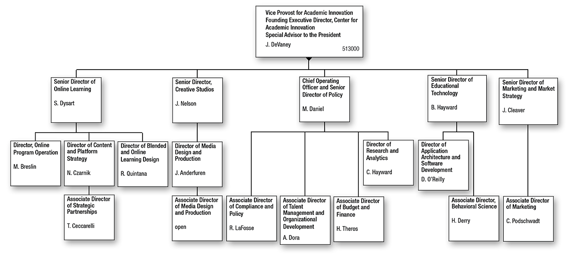 Organization Chart for Academic Innovation