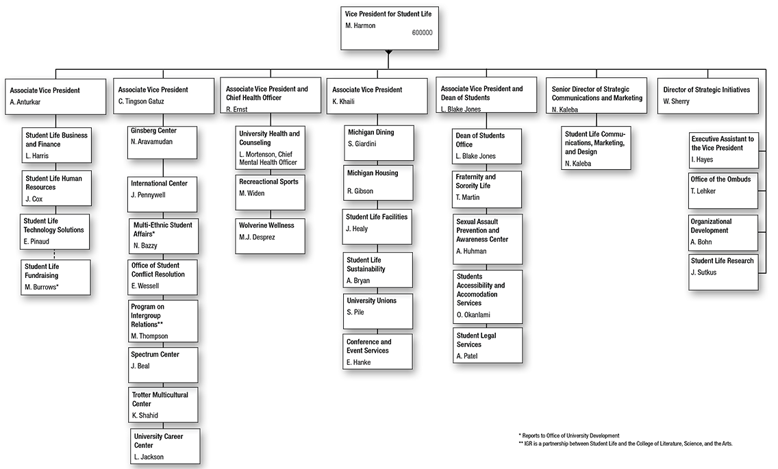 Student Life Organization Chart