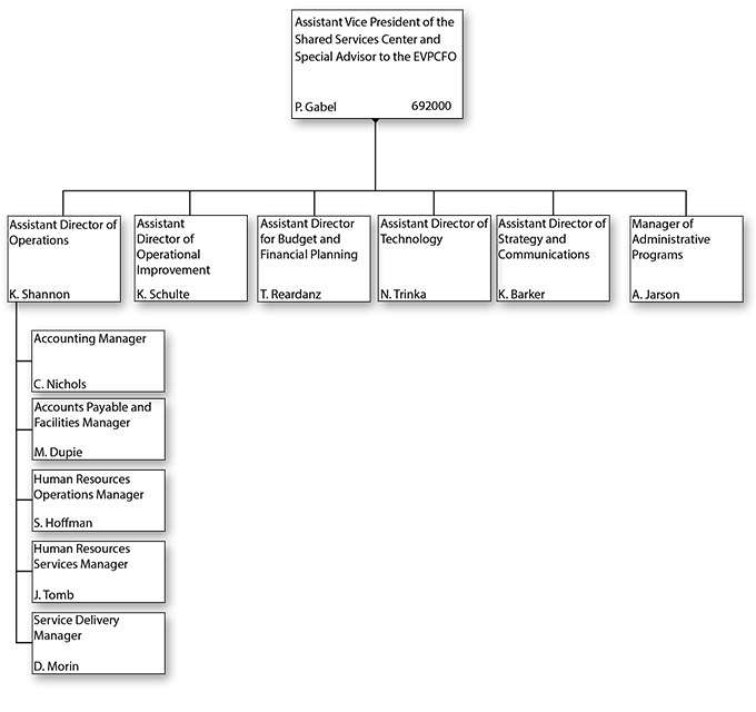 Organizational Chart for Shared Services Center