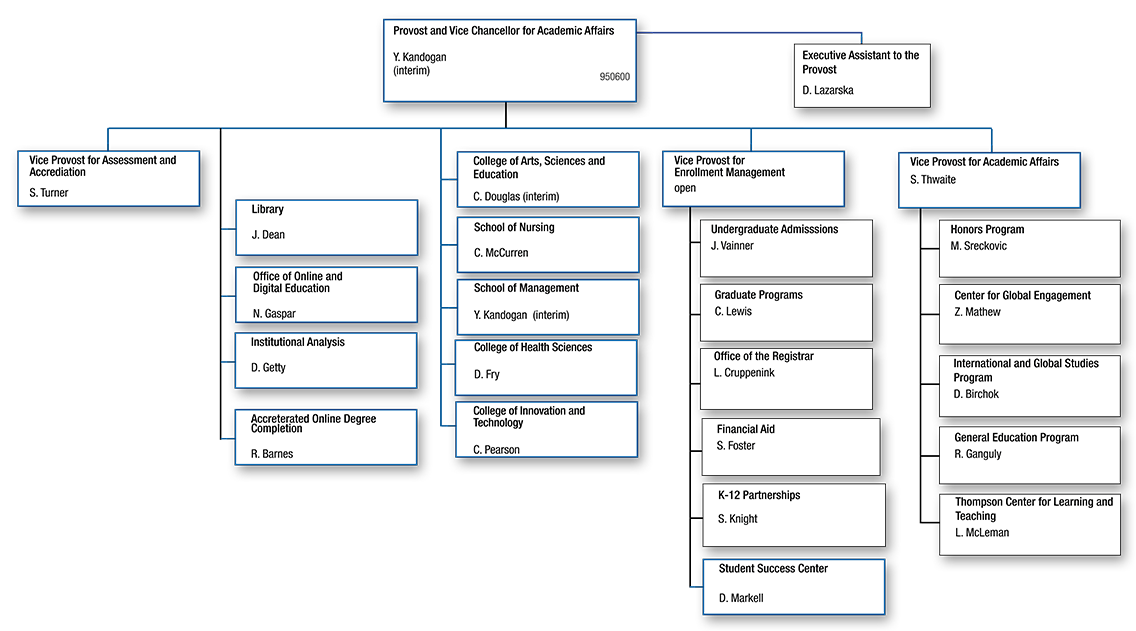 Provost and Vice Chancellor for Academic Affairs Organization Chart