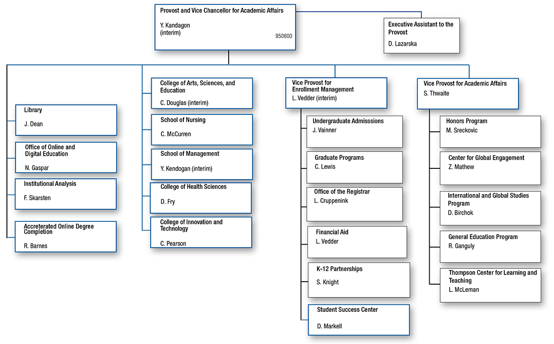 Provost and Vice Chancellor for Academic Affairs Organization Chart