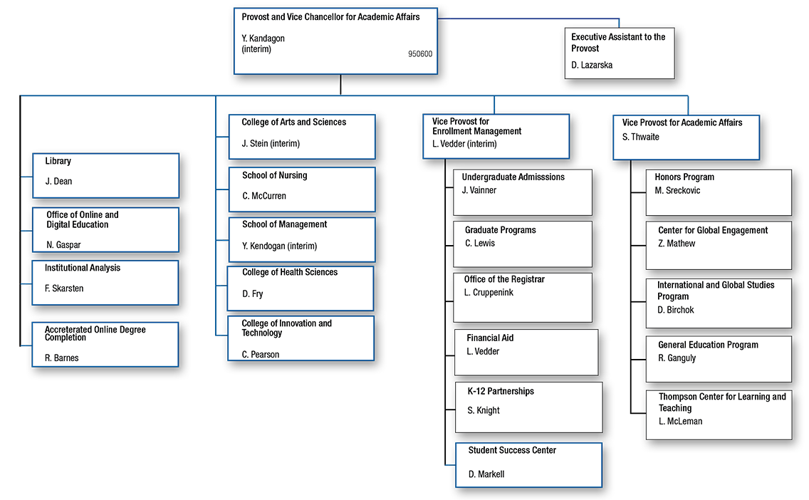 Provost and Vice Chancellor for Academic Affairs Organization Chart