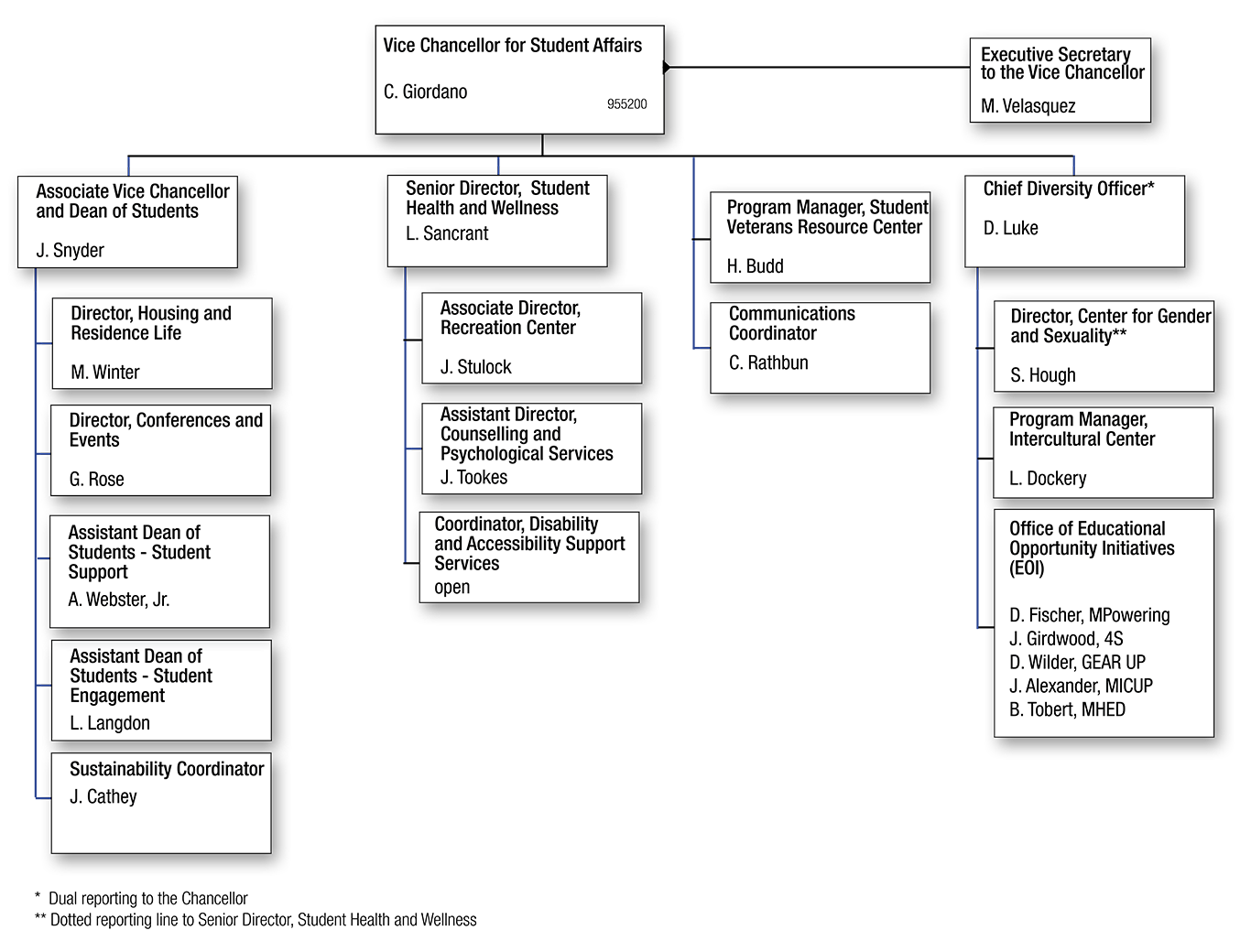 Vice Chancellor for Student Affairs Organization Chart