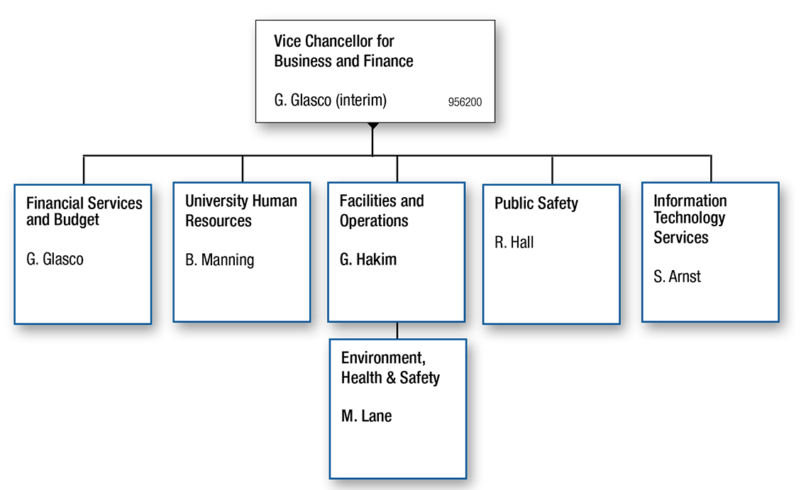 Vice Chancellor for Business and Finance ORG Chart